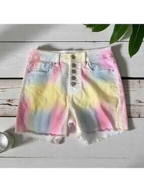 AQUA Multicolor Pastel Button Fly Denim Shorts Size 26